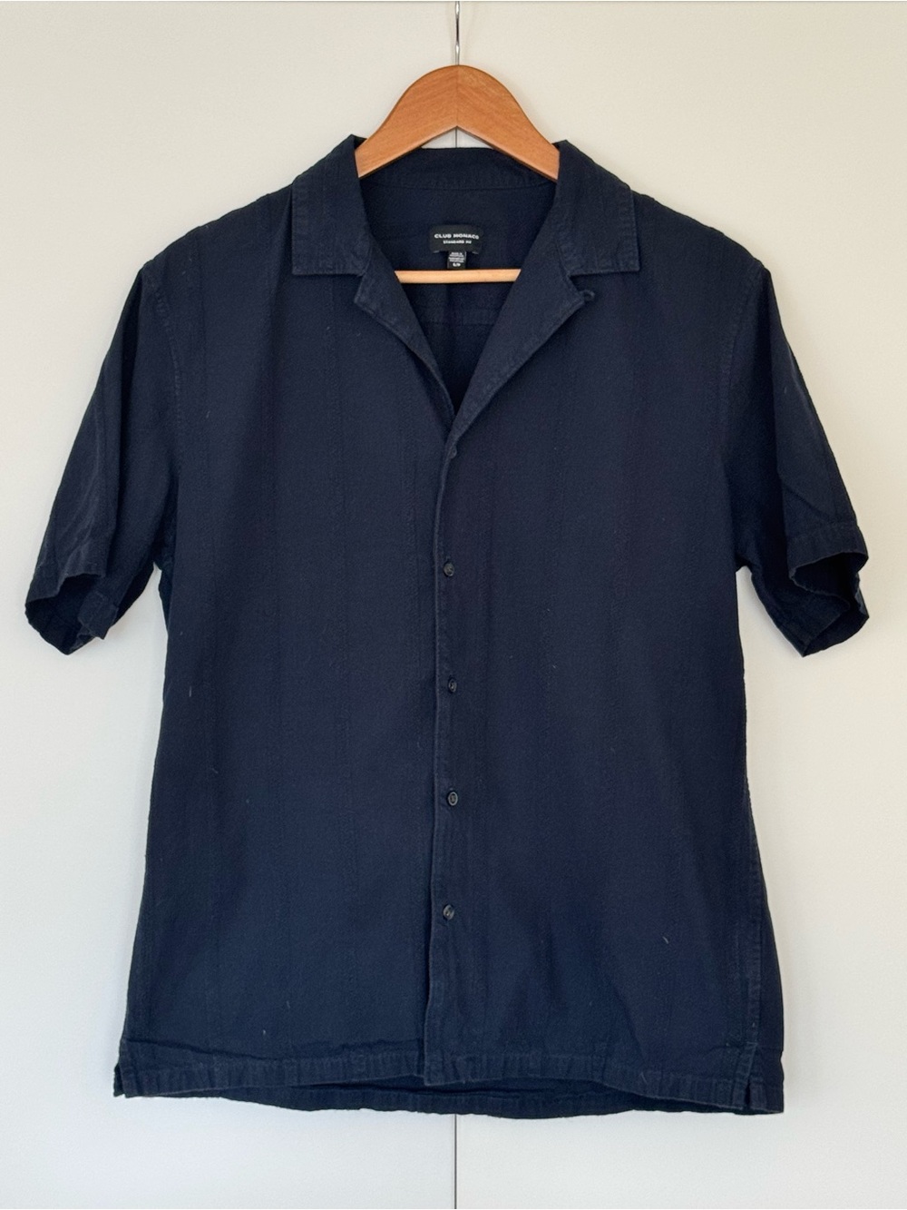 Club Monaco Camp‑Collar Shirt – Navy (Size S)